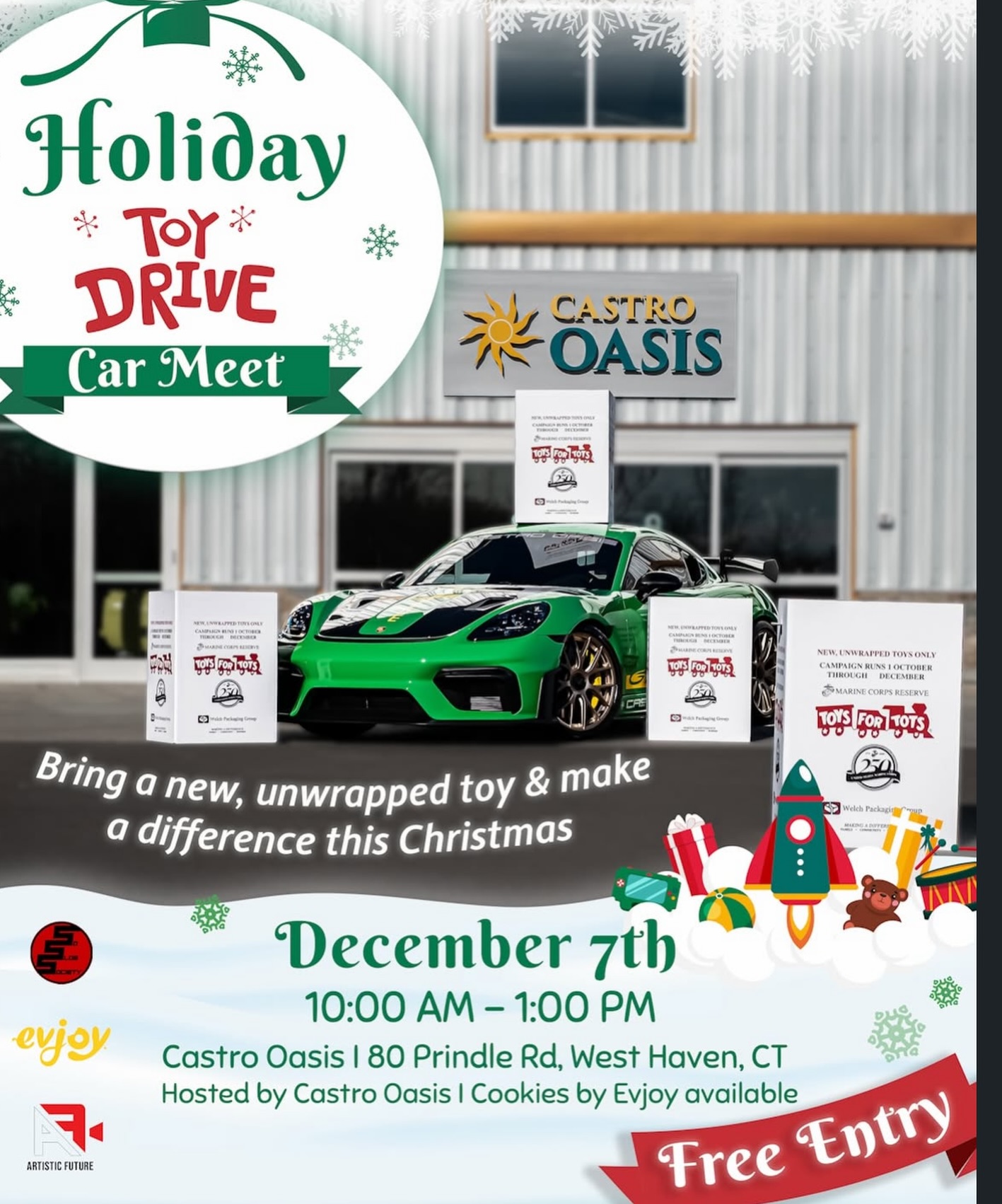 Revving up the holiday spirit 🎄🚗✨ Join us December 7th at Castro Oasis for a Toy Drive Car Meet! Please bring a new, unwrapped toy 😊

#CarMeet #ToyDrive #HolidayCarMeet #CarsForACause #carcommunity