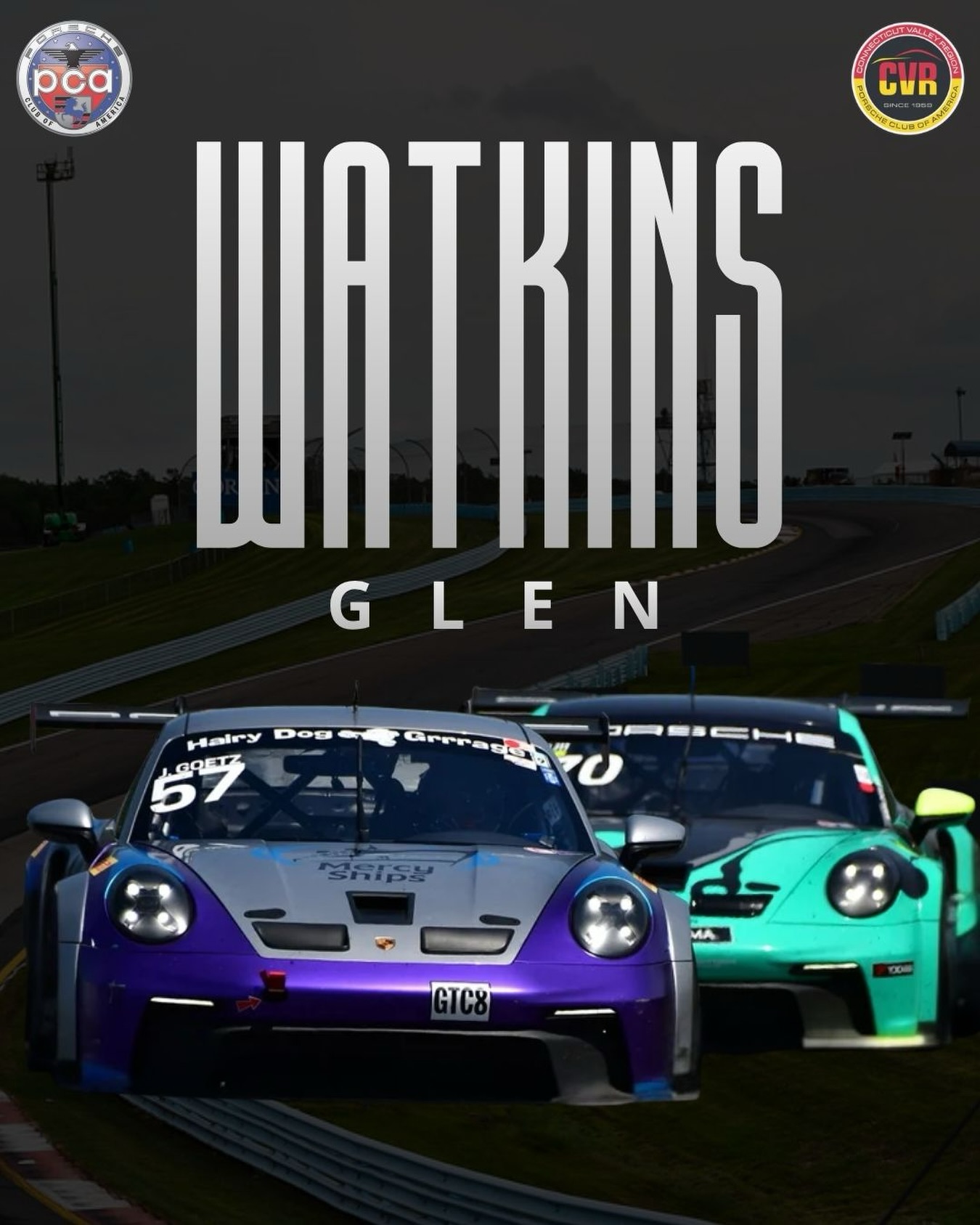 It’s race week at Watkins Glen International!

Join us Friday through Sunday for an exciting weekend of Porsche Club Racing. All PCA members, friends, and family are welcome to come spectate, cheer on the drivers, and experience some incredible racing

See you at The Glen! 🏎️